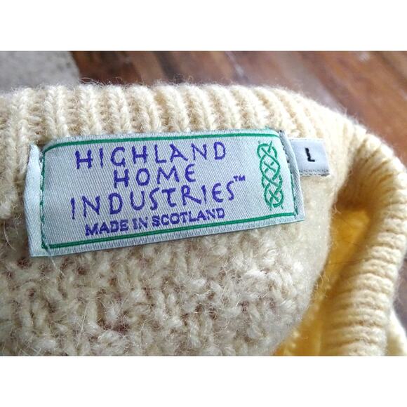 Vintage Highland Home Industries Chunky Wool Aran Sweater Large Made in Scotland - Picture 7 of 10